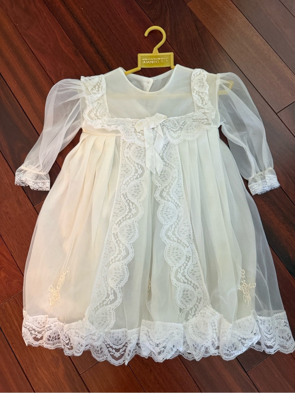 Christening Gown Dress Girls Size 3 -6 Mos Lace And Lined Baptism By Juanito